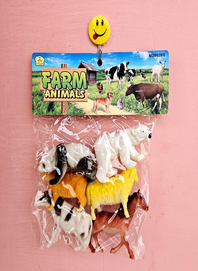 SSKR Animal Figure Toy Set of 6 Pcs | Farm & Jungle Animal Figure Playsets | Birthday & Return Gifts for Kids (Big Size Farm & Jungle Animals) - Image 2